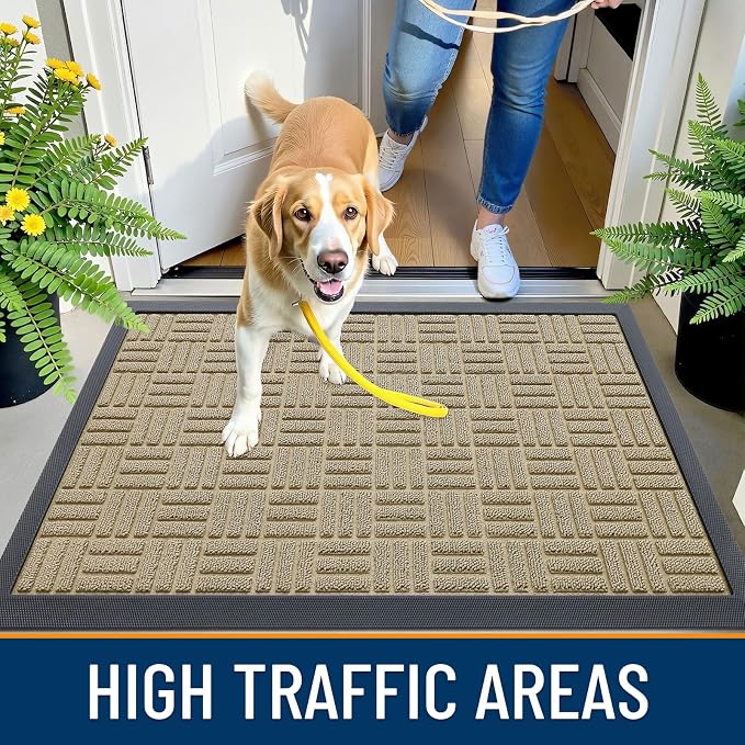 OLANLY Front Door Mat Outside Entrance 59x34, Heavy Duty Sturdy Natural Rubber - Image 6