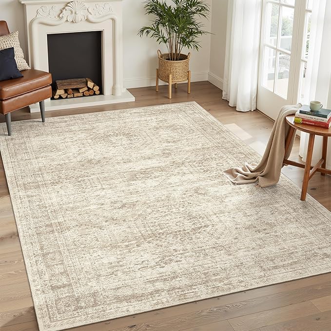 Soalmost 4x6 Area Rugs for Living Room, Vintage Washable Rugs for Dining Room - Image 4