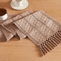 Macrame Style Boho Table Runner, 12x60 Inch Taupe | Woven Boho Table Runner by ZEEMARTONLINE