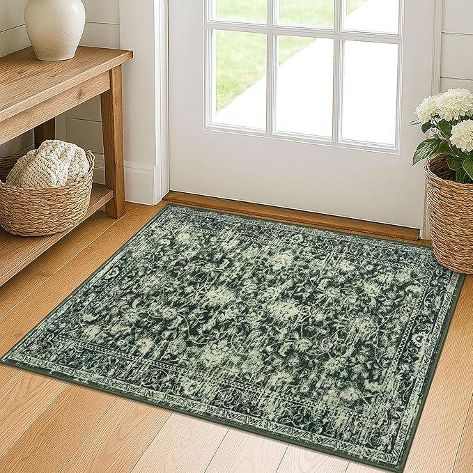 KILOCOCO Small Area Rug 2x3 Entryway Rugs Printed Vintage Floral Washable Rug by Kilococo