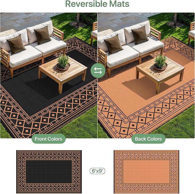 GENIMO Outdoor Rug Waterproof for Patio Decor, Outside Area Mat for Rv - Image 4