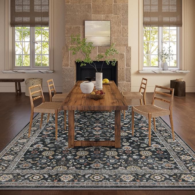 Washable Area Rugs for Living Room: 9x12 Bedroom Rug Vintage Boho Area Rug - Image 5
