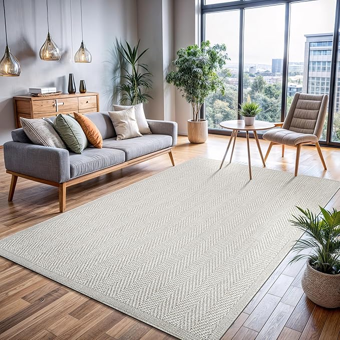 CAMILSON Easy Jute Rug 10x14, Indoor Outdoor Off-White Color Fiber Area Rugs - Image 6