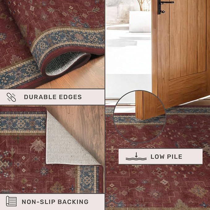 Hazo Haus Non Slip 10ft Long Hallway Runner Rug Burgundy - Image 5