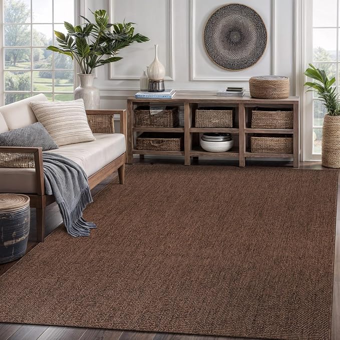 CAMILSON Easy Jute Rug 5x7, Indoor Outdoor Brown Color Fiber Area Rugs by CAMILSONIndoorOutdoorAreaRugs