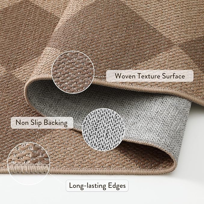 Lahome Colette Checkered Easy Jute Runner Rug, 2x6 Kitchen Mats - Image 3