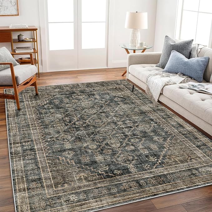 CHAMPLANT Washable Area Rug 3'x5' Vintage Traditional Floor Cover Foldable Thin by CHAMPLANT