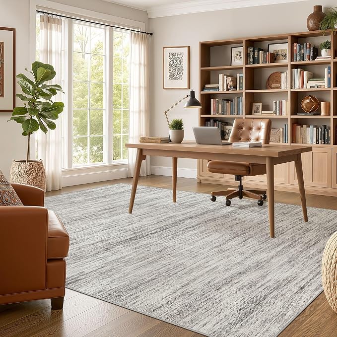 Nakagishi 6X8 Area Rugs Living Room: Washable Large Vintage Rug Neutral - Image 5