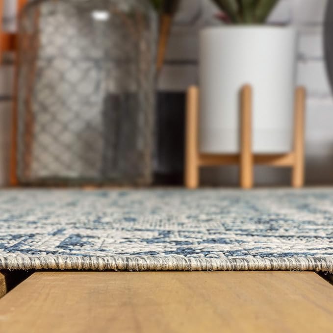 JONATHAN Y Boho Medallion Indoor Outdoor Octagon Area Rug 5 Ft Navy/Gray - Image 6