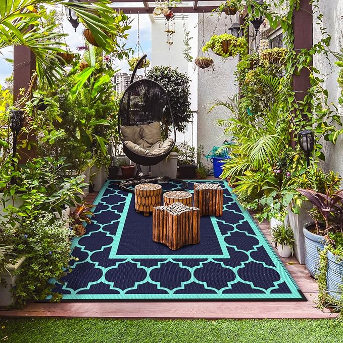 GENIMO 5 ' x 8 ' Outdoor Rug for Patio, Waterproof Indoor Outdoor Plastic Straw - Image 3