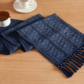 Macrame Style Boho Table Runner, 12x36 Inch Navy Blue | Woven Boho Table Runner by ZEEMARTONLINE