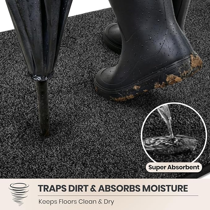 PURRUGS Dirt Trapping Door Mat 20" x 31.5", Non-Slip Machine Washable Entryway - Image 2