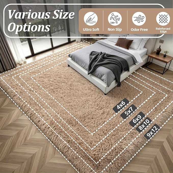 8x10 Area Rugs for Living Room Bedroom: Ultra Soft Fluffy Shag Rug Upgrade - Image 9