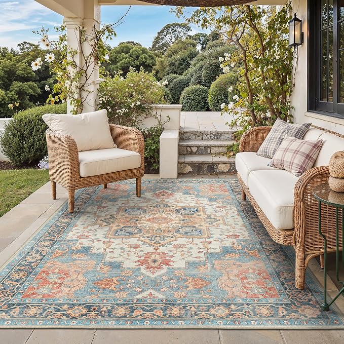 GENIMO Outdoor & Indoor Area Rug 5'x8', Waterproof, Non-Shedding, Easy Cleaning by GENIMO