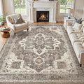 9x12 Washable Area Rugs for Living Room, Large Rug Non Slip Backing Vintage by JessibouAreaRug