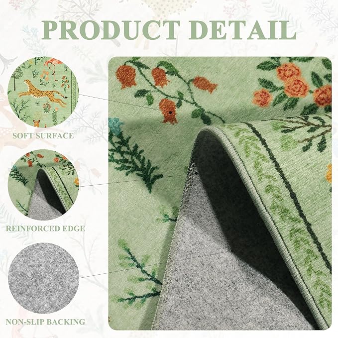 DUKINO 4x6 Rug, Washable Animal Area Rug - Image 4