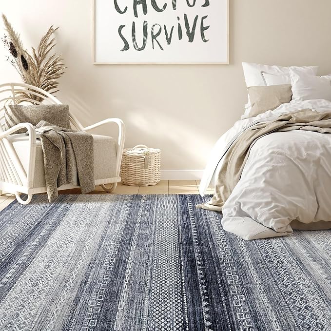 Nakagishi Area Rug Living Room Rugs: 7x9 Machine Washable Boho Large Neutral - Image 8