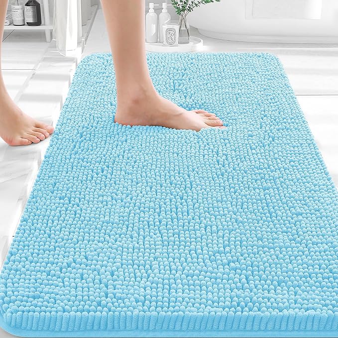OLANLY Bathroom Rugs 30x18, Extra Soft Absorbent Chenille Bath Rugs, Rubber by OLANLY