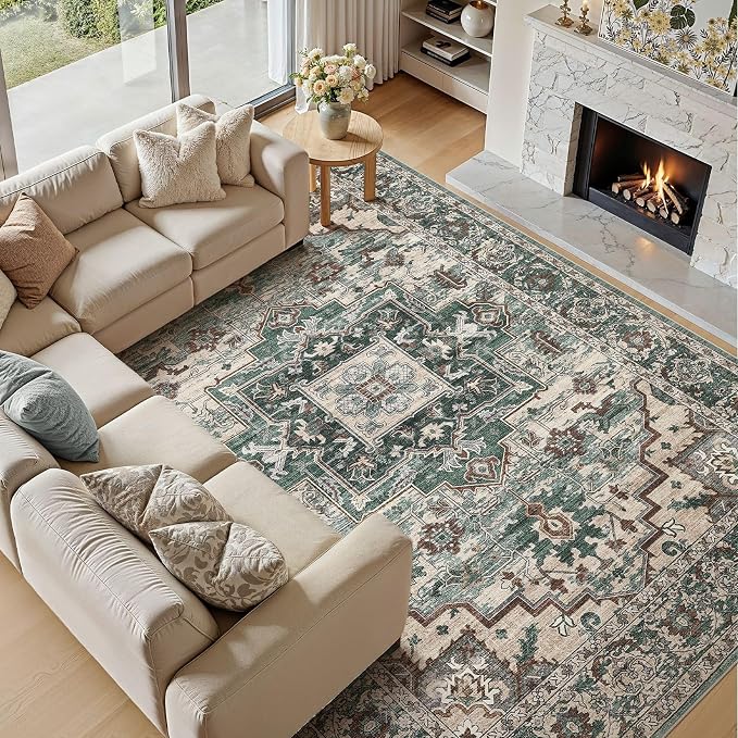 6x9 Area Rugs Living Room: Washable Vintage Rug Large Non-Slip Stain Resistant - Image 7