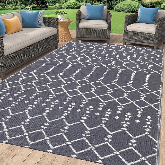 Smiry Outdoor Rug 5x8 ft, Waterproof Reversible Plastic Straw Rugs, Boho by Smiry