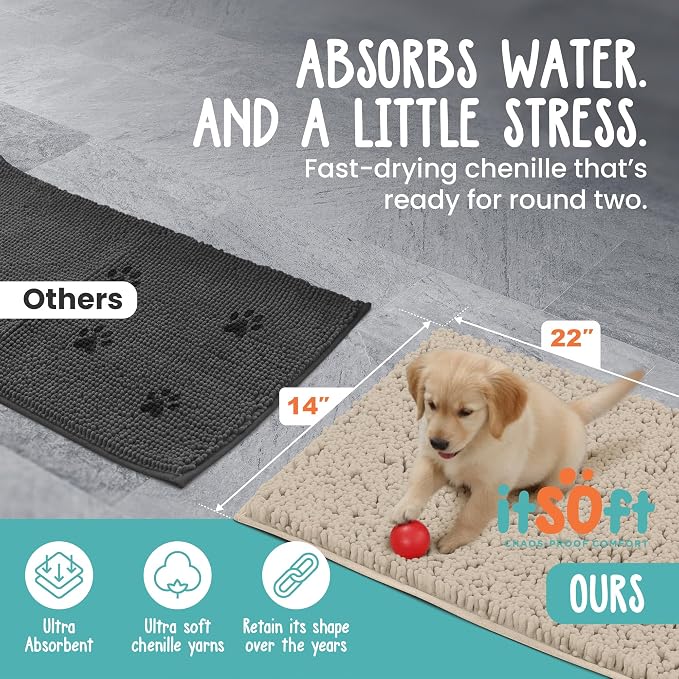 Dog Rugs for Muddy Paws 22x14 | Cleaner Mud Free Floors | Muddy Dogs Mats for - Image 3
