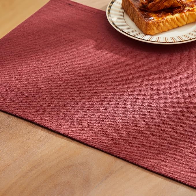 Rustic Cotton Linen Table Runner, 13x36 Inches Burgundy | Farmhouse Style Linen - Image 6