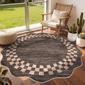 6ft Washable Round Rug for Entryway Modern Checkered Bedroom Circle Rug Non by GarveeHome