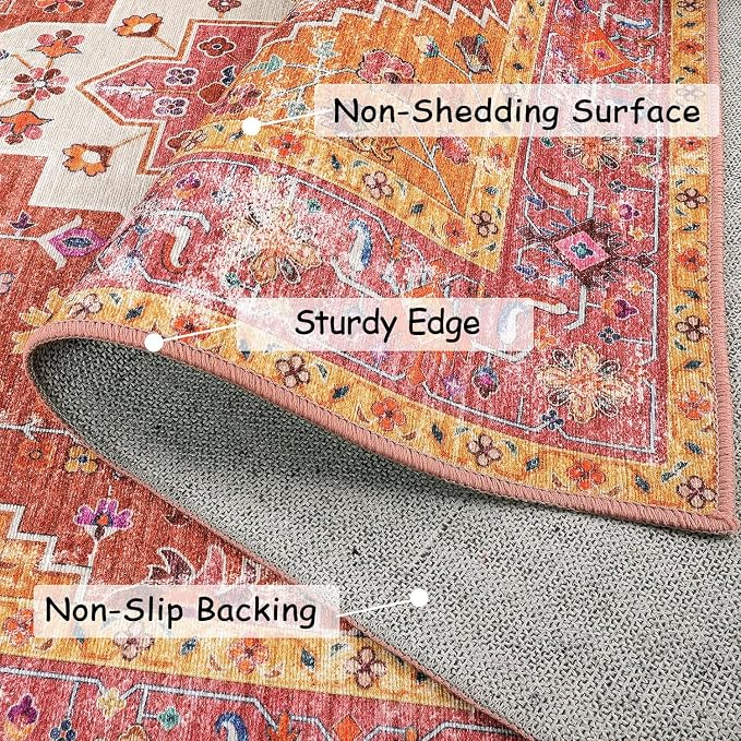 Moynesa Ultra-Thin Washable Vintage Area Rug - Image 2