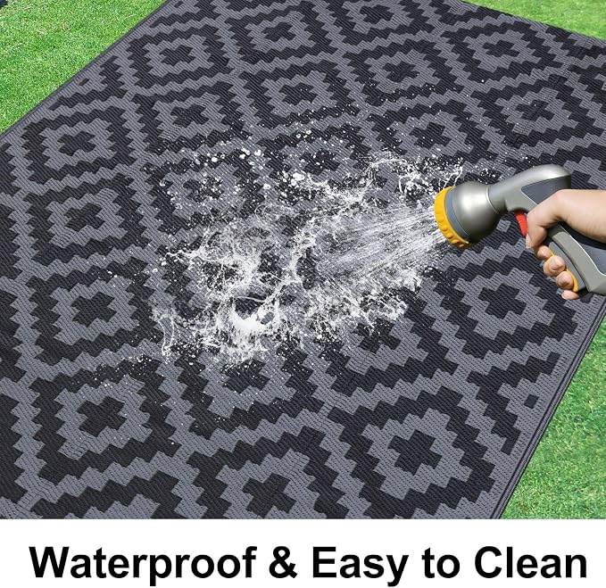 Smiry Waterproof Outdoor Rug 6x9 ft, Reversible Plastic Straw Patio Camping Rugs - Image 2