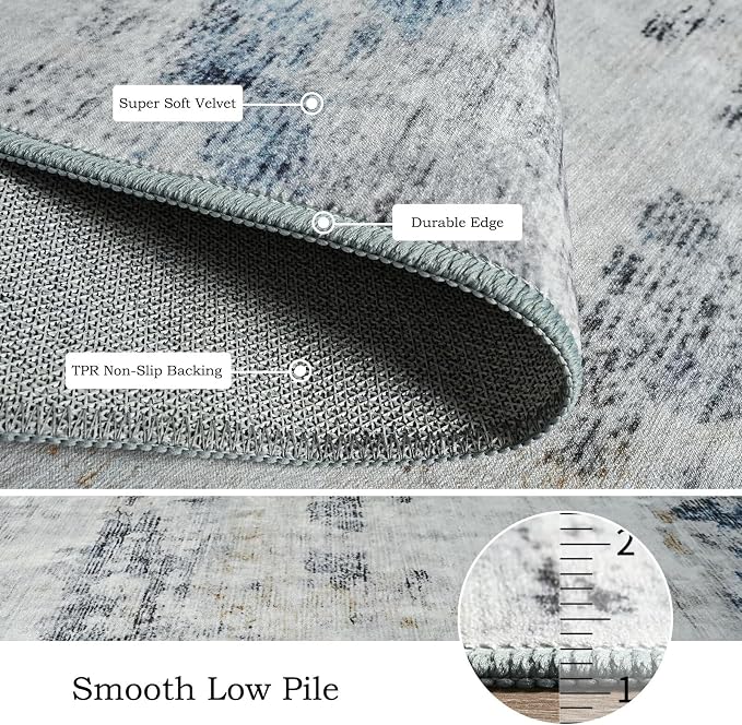 Toneed Abstract Area Rug 5x8 Modern Washable Rug Soft Non Slip Rug Low Pile - Image 5