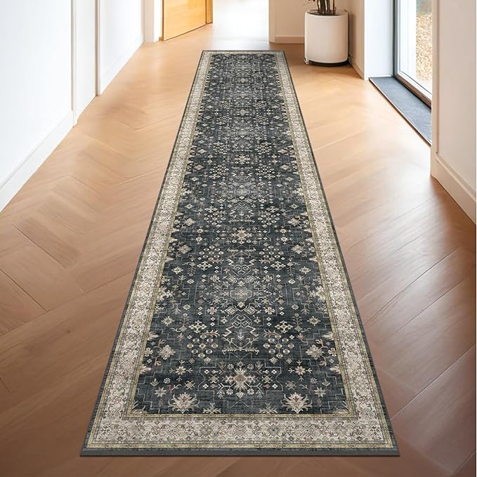 Hazo Haus Black Boho Washable 3x10 Extra Long Hallway Runner Rug, Waterproof - Image 6