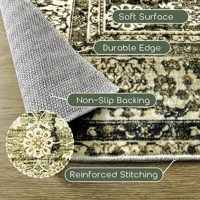 Large Boho Area Rugs 8x10 for Living Room, Low Pile Stain Resistant Neutral - Image 3