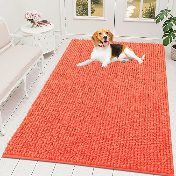 OLANLY Dog Door Mat for Muddy Paws 59x35, Ultra Absorbent Chenille Mud Doormat by OLANLY