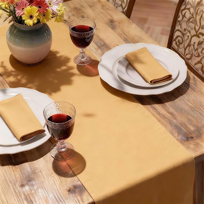 MEANMOY Gold Table Runner 108 Inches Long Waterproof Washable Table Runners | - Image 6