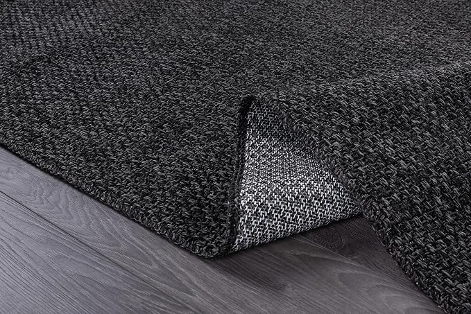 CAMILSON Easy Jute Rug 6x9, Indoor Outdoor Dark Gray Black Farmhouse Area Rugs - Image 6