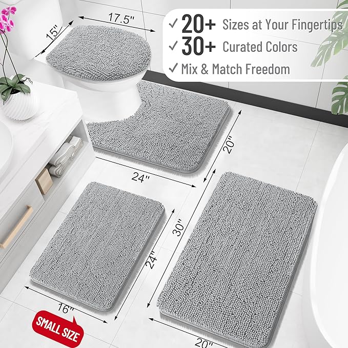 OLANLY Bathroom Rugs 30x18, Extra Soft Absorbent Chenille Bath Rugs, Rubber - Image 2