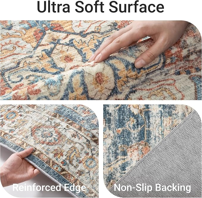 befbee 9x12 Area Rug, Ultra-Thin Washable Rugs - Image 3