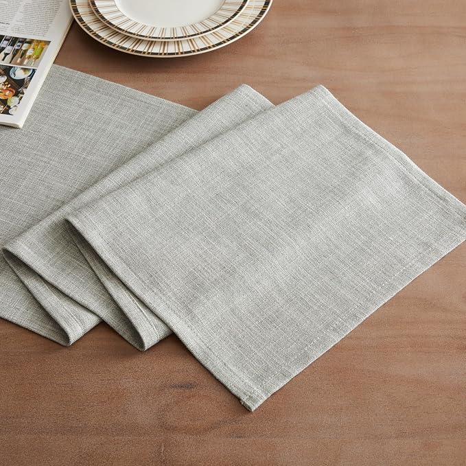 Rustic Cotton Linen Table Runner, 13x108 Inches Light Grey | Farmhouse Style - Image 2