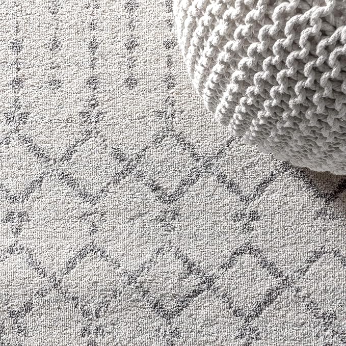 JONATHAN Y Boho Vintage Diamond Cream/Gray Square Area Rug 8X8 ft, Moroccan Hype - Image 3