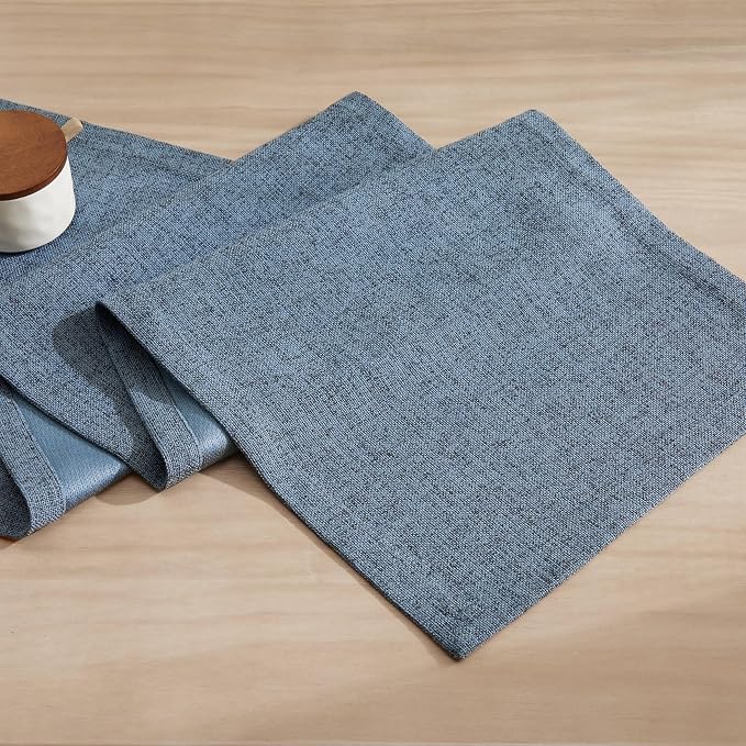Burlap Style Farmhouse Table Runner, 14x90 Inches Blue | Thick Durable Fabric - Image 7
