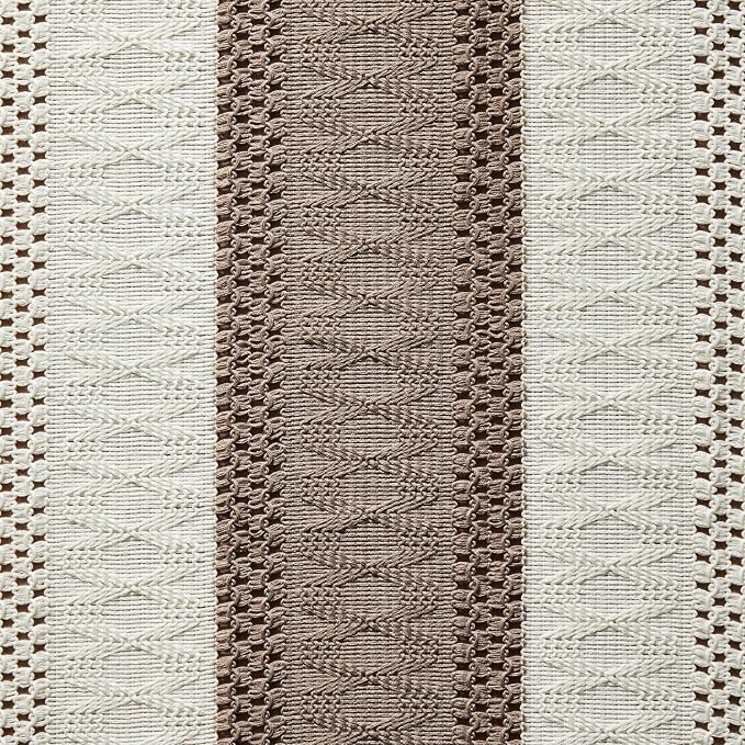 Macrame Style Bicolor Stitching Table Runner 14x108in Cocoa Brown | Woven Boho - Image 6