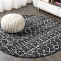 JONATHAN Y Boho Vintage Diamond Black/Ivory Round Area Rug 9 ft, Moroccan Hype by JONATHANY