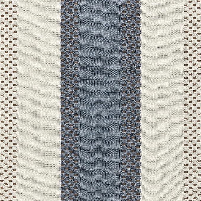 Macrame Style Bicolor Stitching Table Runner 14x48in Navy | Woven Boho Table - Image 6