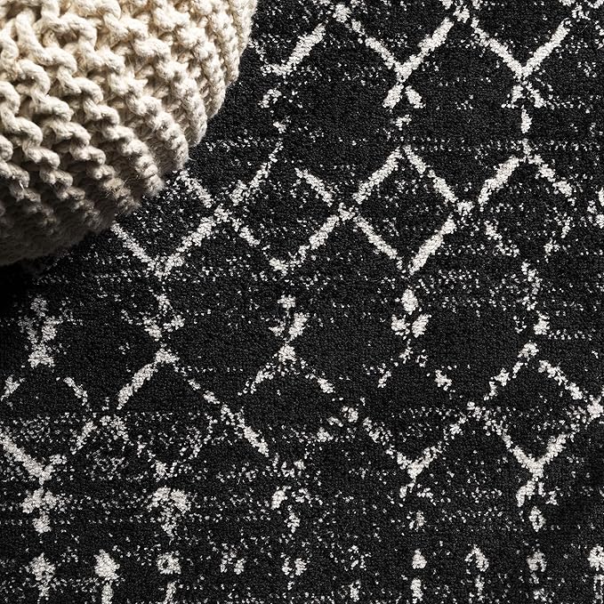 JONATHAN Y Boho Vintage Diamond Black/Ivory Runner Rug 2X14 ft, Moroccan Hype - Image 3