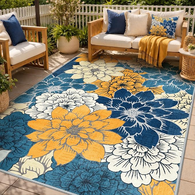 GENIMO Indoor Outdoor Area Rug 6'x9', Machine Washable Rugs by GENIMO