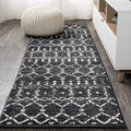 JONATHAN Y Boho Vintage Diamond Black/Ivory Runner Rug 2X14 ft, Moroccan Hype by JONATHANY