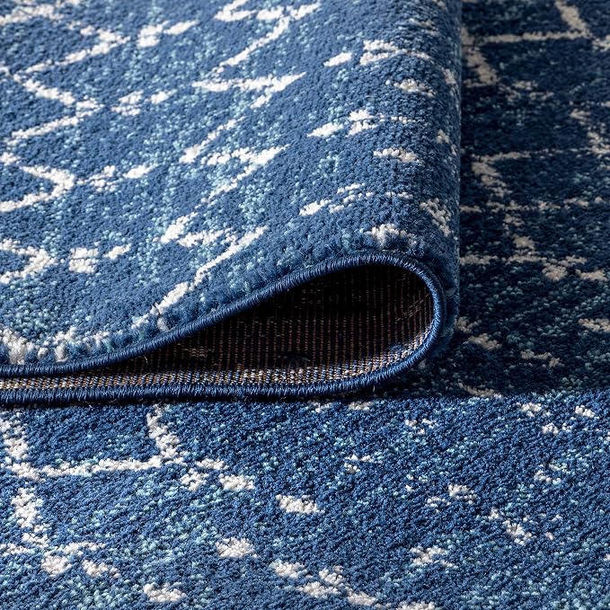 JONATHAN Y Boho Vintage Diamond Blue/White Indoor Area Rug 5X8 ft, Moroccan Hype - Image 8