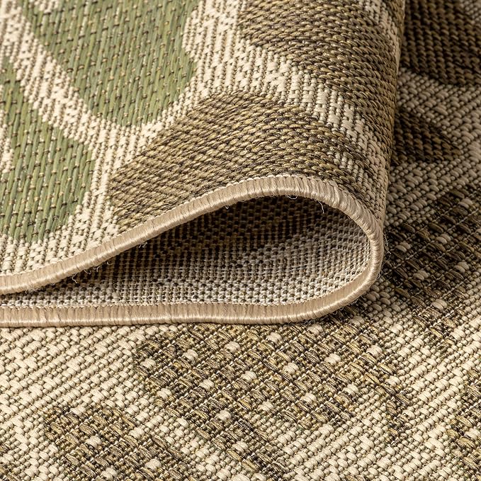 JONATHAN Y Floral Textured Weave Indoor Outdoor Square Area Rug 6X6 Sage/Brown - Image 5