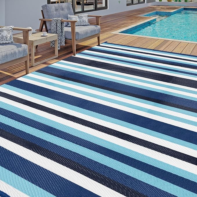 HUGEAR Outdoor Waterproof Rug 6'x9' Plastic Straw Rugs Washable Reversible by HUGEAR