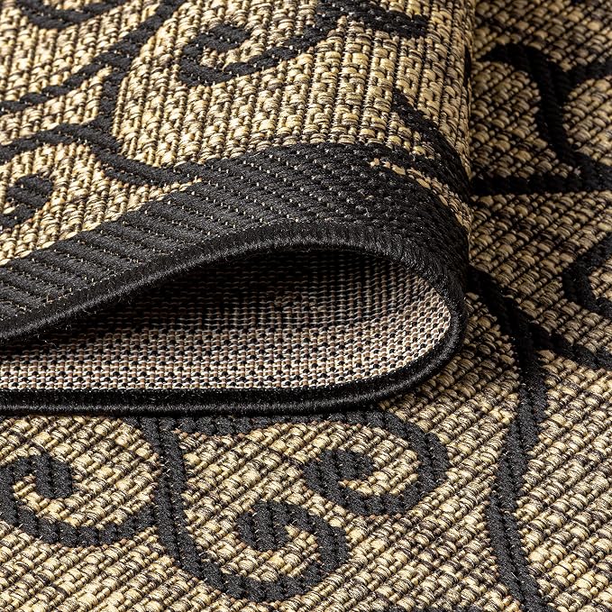JONATHAN Y Vintage Filigree Indoor Outdoor Square Area Rug 4X4 Black/Khaki - Image 5